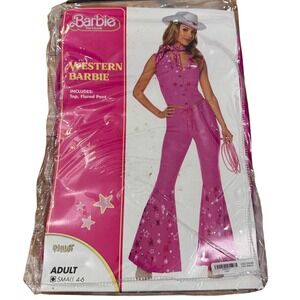 Barbie The Movie Western Barbie Costume Adult Small 4-6 Pink Vest Flared Pants